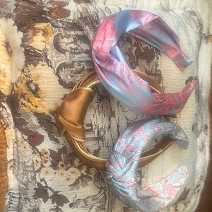 Elegant Satin Headband Set - Gold, Pink, Blue